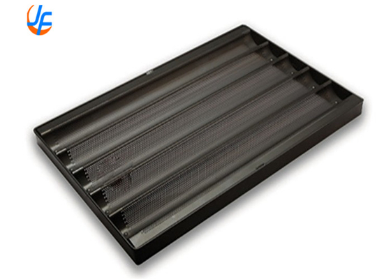 RK Bakeware China Foodservice 5 Reihen Aluminium Nonstick Perforated Baguette Tray