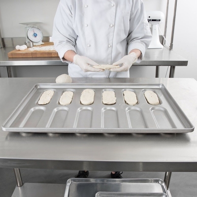 Rk Bakeware China-41055 Verglasung Aluminium Stahl abgerundete Ende Hoagie Bun Pan Tray