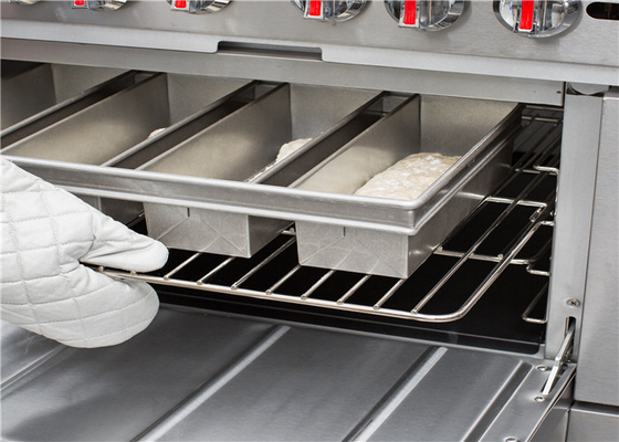 RK Bakeware China-Chicago Metallische 4-Streifen-Verglasung Aluminierte Pullman Brotpfanne Brotpfanne 13 &quot;x 4&quot; x 4 &quot;