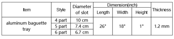 4 Schlitze Aluminium-Brot-Bäckpanne Baguette Backtablett für Bar oder Bäckerei oder Restaurant