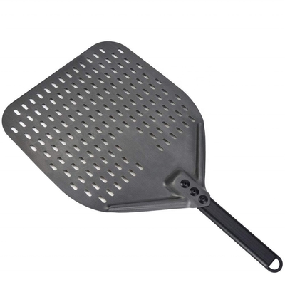 12 Zoll Pizza Schaufel Aluminium Pizza Dreh Schale Schwarz Hart Aluminium Perforierte abnehmbare Pizza Schale
