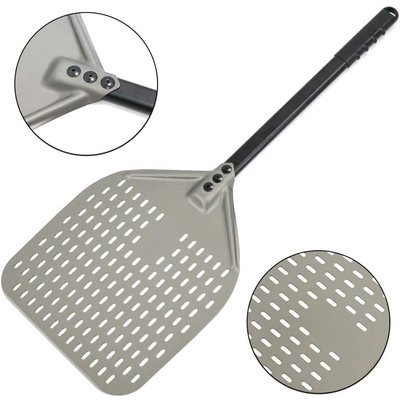 12 Zoll Pizza Schaufel Aluminium Pizza Dreh Schale Schwarz Hart Aluminium Perforierte abnehmbare Pizza Schale
