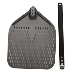 12 Zoll Pizza Schaufel Aluminium Pizza Dreh Schale Schwarz Hart Aluminium Perforierte abnehmbare Pizza Schale