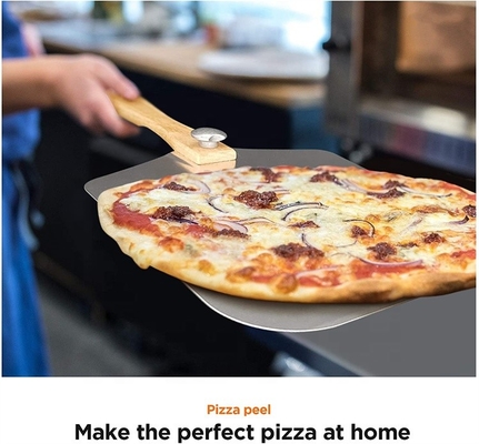 12&quot;*14&quot;*25' Pizza-Rückschalen Klappbarer Holzgriff Aluminium-Pizza-Rückschalen