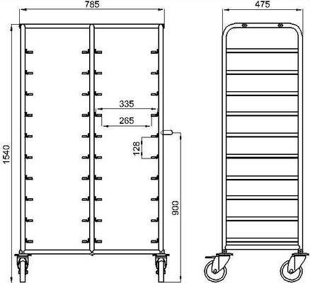 RK Bakeware China Foodservice NSF 600 × 400 mm Ofen Backflasche Trolley, Gastronorm Edelstahl Trolley