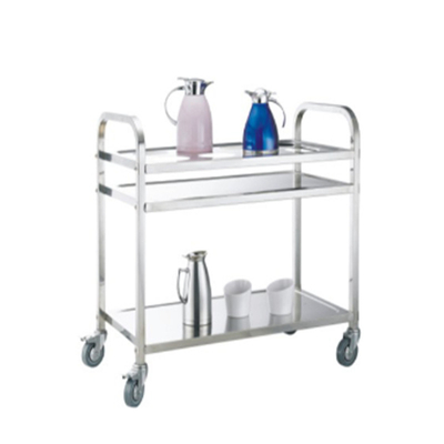 Hochwertiger Trolley aus Edelstahl mit vier Rädern