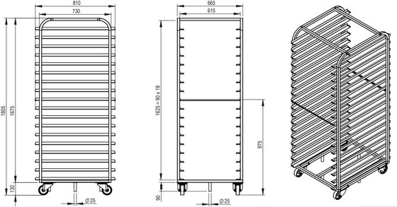 Rk Backwaren China-Edelstahl-Rolle in 800X600 Backregal für Revent Rack Ofen